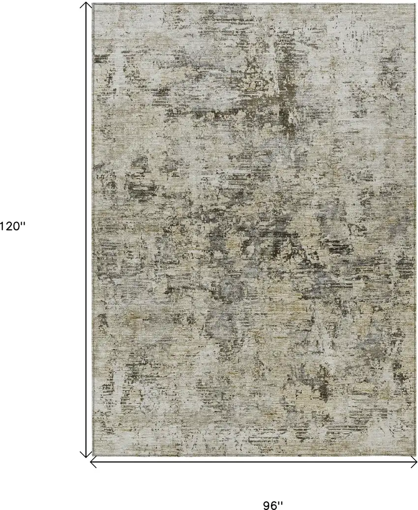 Taupe Beige And Gray Abstract Washable Indoor Outdoor Area Rug Photo 3