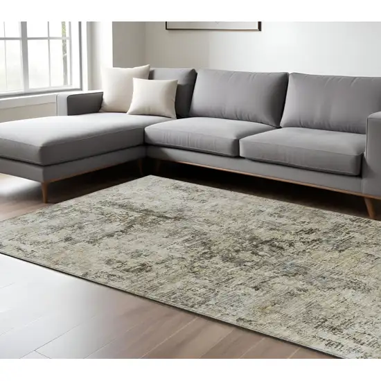 Taupe Beige And Gray Abstract Washable Indoor Outdoor Area Rug Photo 2