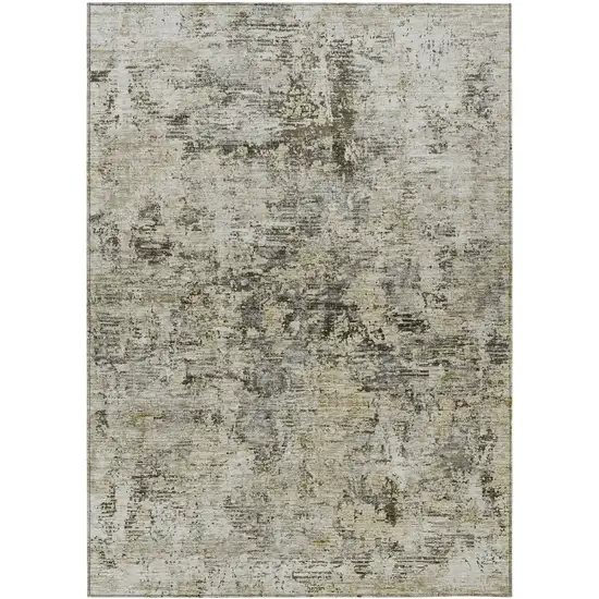 Taupe Beige And Gray Abstract Washable Indoor Outdoor Area Rug Photo 2