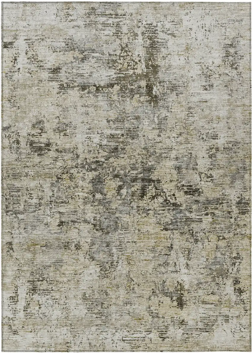 Taupe Beige And Gray Abstract Washable Indoor Outdoor Area Rug Photo 2