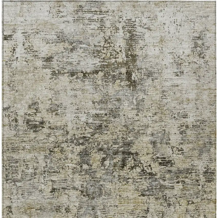 Taupe Beige And Gray Abstract Washable Indoor Outdoor Area Rug Photo 7