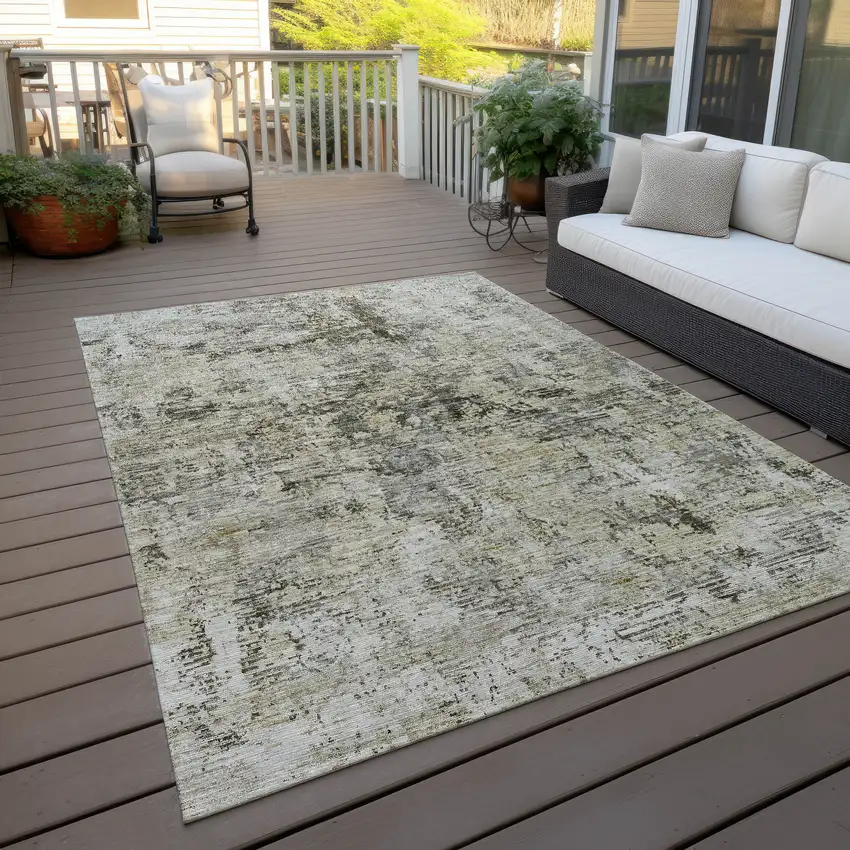 Taupe Beige And Gray Abstract Washable Indoor Outdoor Area Rug Photo 8
