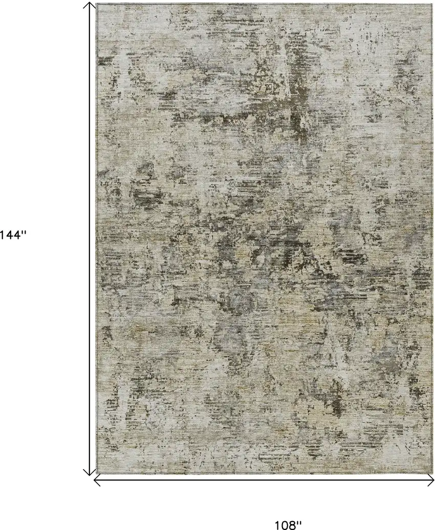 Taupe Beige And Gray Abstract Washable Indoor Outdoor Area Rug Photo 3