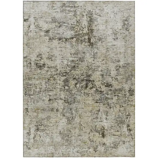 Taupe Beige And Gray Abstract Washable Indoor Outdoor Area Rug Photo 2