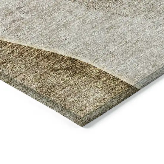 Taupe Beige And Gray Abstract Washable Indoor Outdoor Area Rug Photo 2