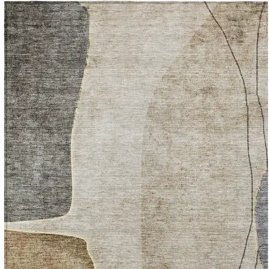 Taupe Beige And Gray Abstract Washable Indoor Outdoor Area Rug Photo 4