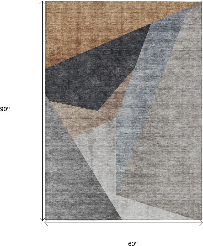 Taupe Beige And Gray Abstract Washable Indoor Outdoor Area Rug Photo 3
