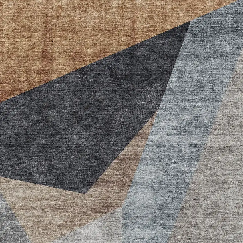 Taupe Beige And Gray Abstract Washable Indoor Outdoor Area Rug Photo 4
