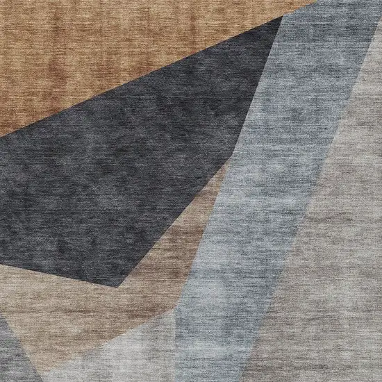 Taupe Beige And Gray Abstract Washable Indoor Outdoor Area Rug Photo 4