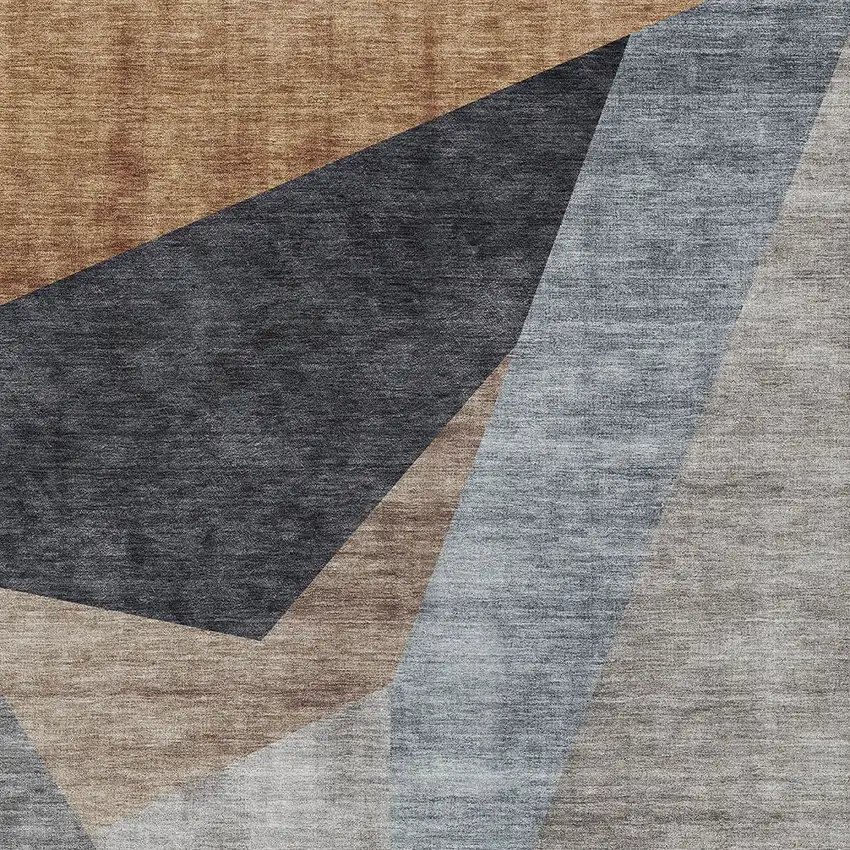 Taupe Beige And Gray Abstract Washable Indoor Outdoor Area Rug Photo 4