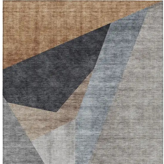 Taupe Beige And Gray Abstract Washable Indoor Outdoor Area Rug Photo 5