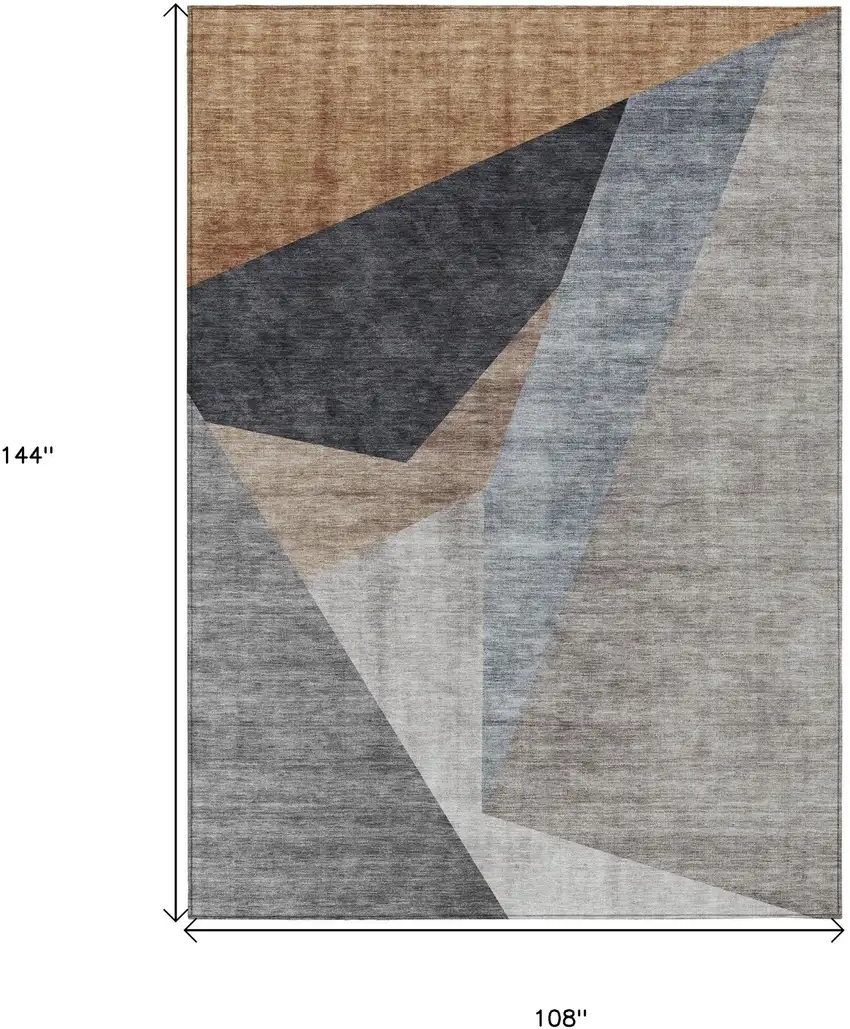 Taupe Beige And Gray Abstract Washable Indoor Outdoor Area Rug Photo 3