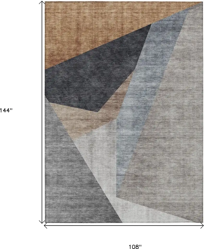 Taupe Beige And Gray Abstract Washable Indoor Outdoor Area Rug Photo 3