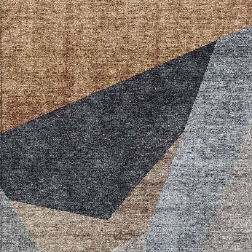 Taupe Beige And Gray Abstract Washable Indoor Outdoor Area Rug Photo 4