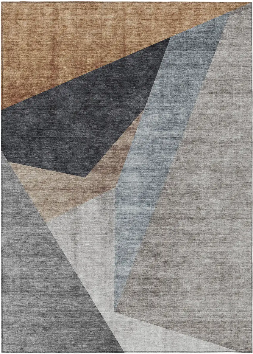 Taupe Beige And Gray Abstract Washable Indoor Outdoor Area Rug Photo 1