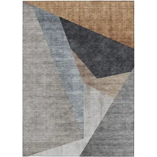 Taupe Beige And Gray Abstract Washable Indoor Outdoor Area Rug Photo 6