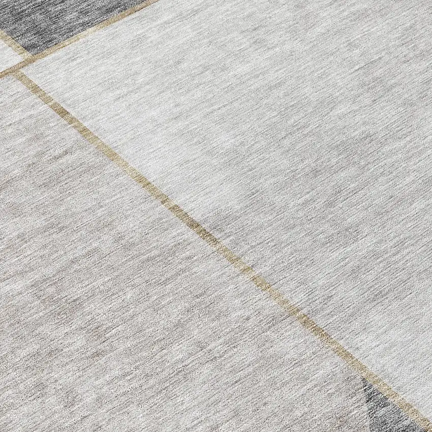 Taupe Beige And Gray Abstract Washable Indoor Outdoor Area Rug Photo 7