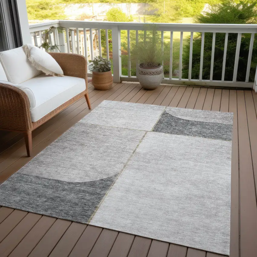 Taupe Beige And Gray Abstract Washable Indoor Outdoor Area Rug Photo 7