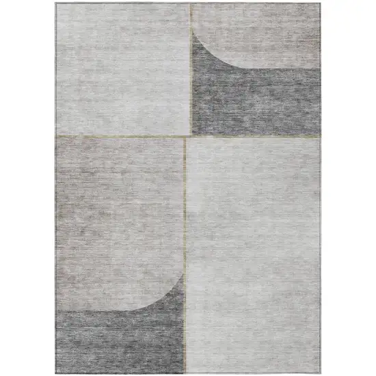 Taupe Beige And Gray Abstract Washable Indoor Outdoor Area Rug Photo 1