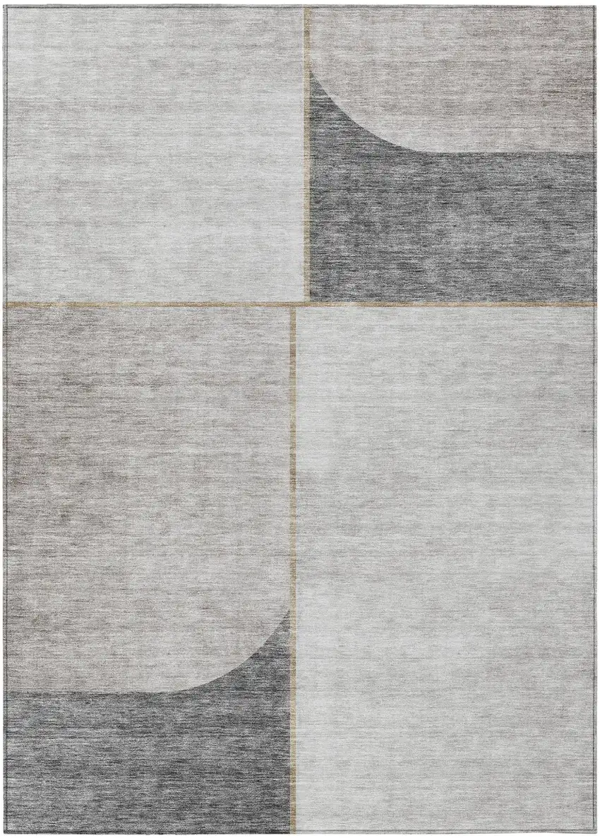 Taupe Beige And Gray Abstract Washable Indoor Outdoor Area Rug Photo 1