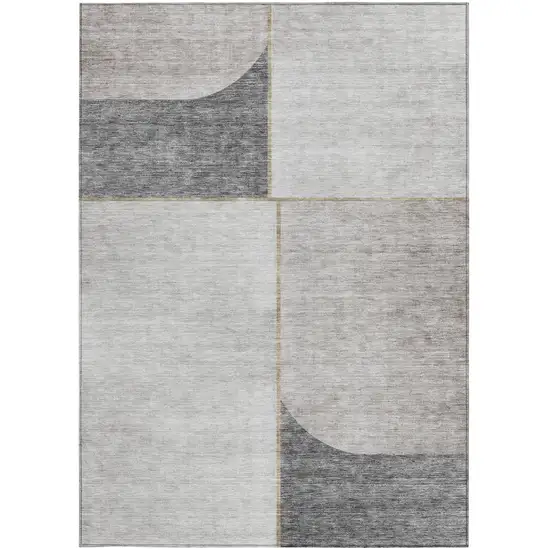 Taupe Beige And Gray Abstract Washable Indoor Outdoor Area Rug Photo 5