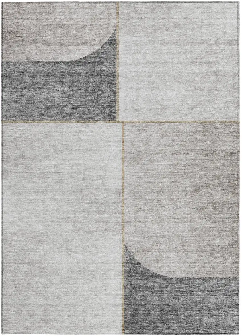 Taupe Beige And Gray Abstract Washable Indoor Outdoor Area Rug Photo 5