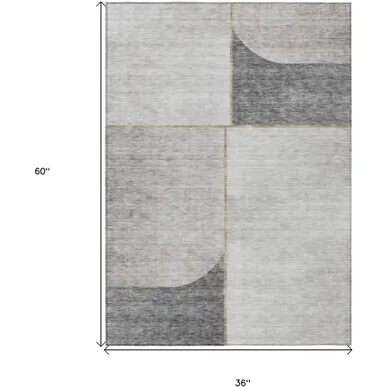 Taupe Beige And Gray Abstract Washable Indoor Outdoor Area Rug Photo 3