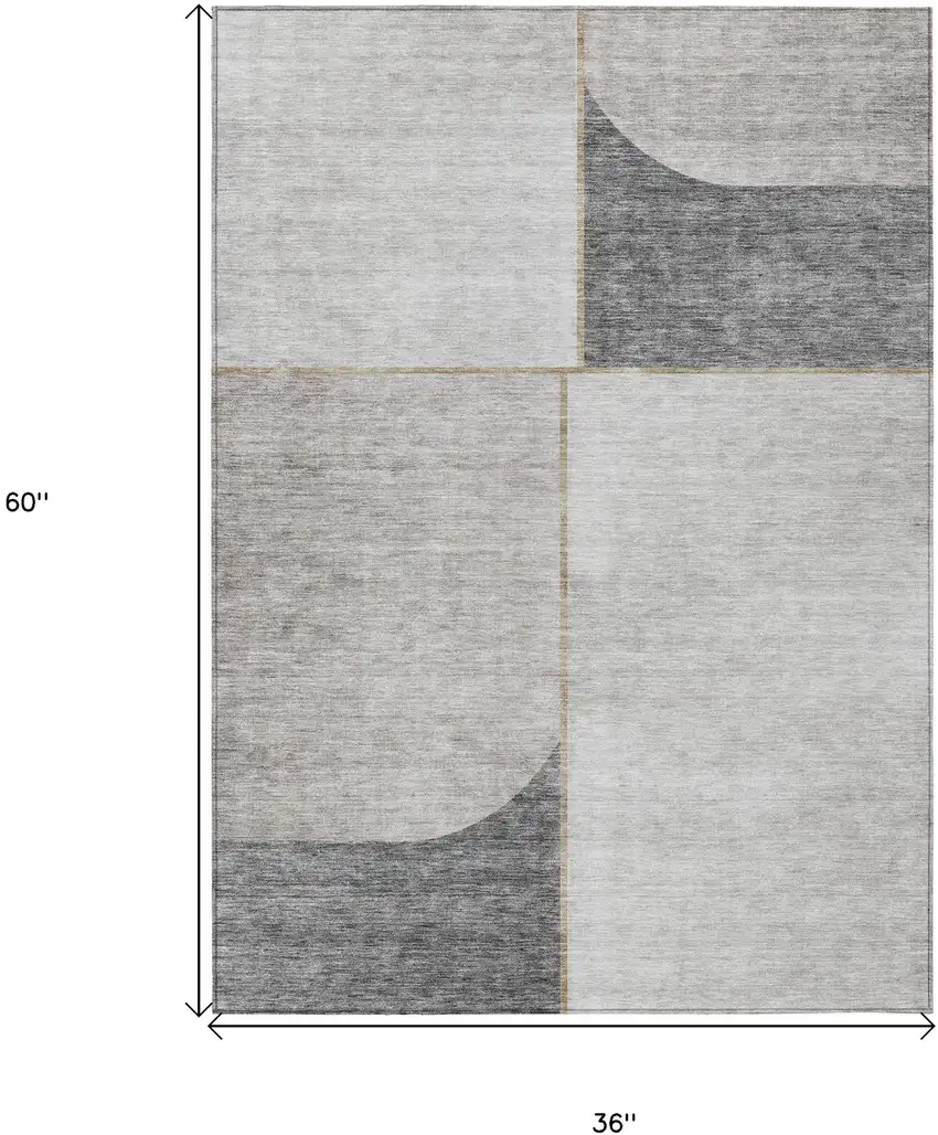 Taupe Beige And Gray Abstract Washable Indoor Outdoor Area Rug Photo 3