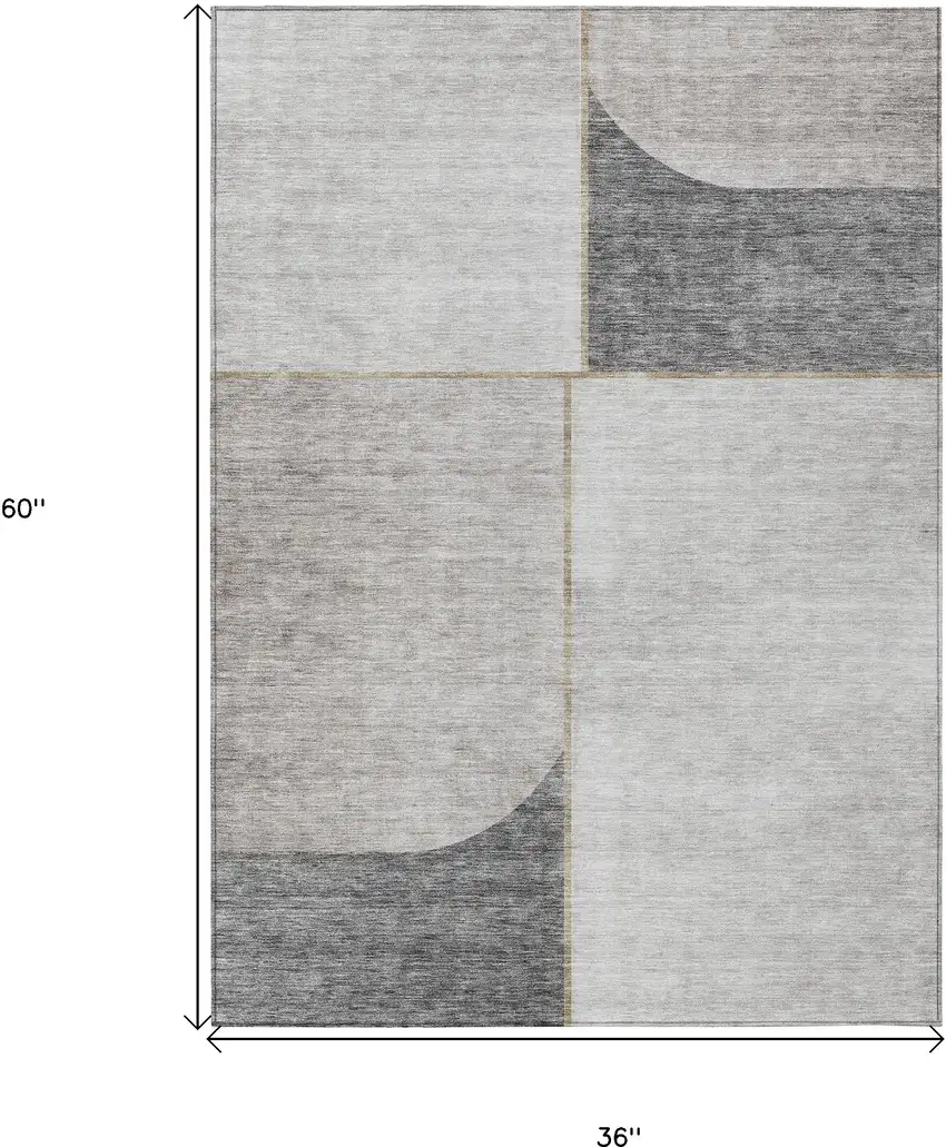 Taupe Beige And Gray Abstract Washable Indoor Outdoor Area Rug Photo 3