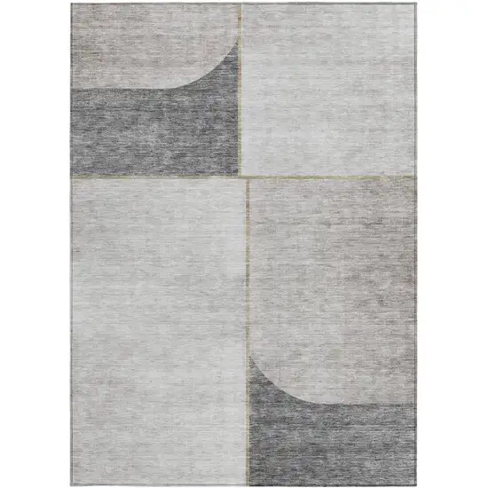 Taupe Beige And Gray Abstract Washable Indoor Outdoor Area Rug Photo 6