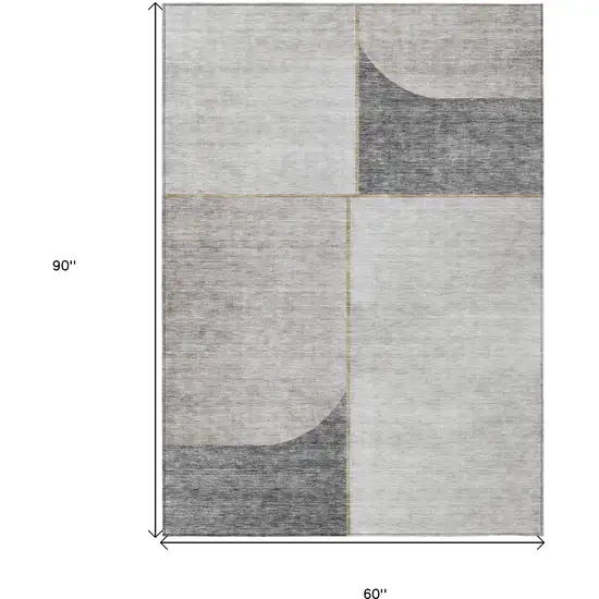 Taupe Beige And Gray Abstract Washable Indoor Outdoor Area Rug Photo 3