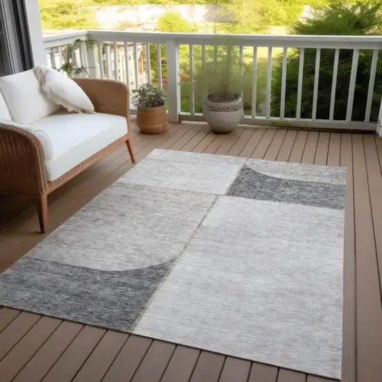 Taupe Beige And Gray Abstract Washable Indoor Outdoor Area Rug Photo 6