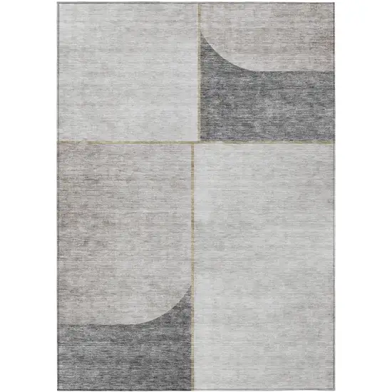 Taupe Beige And Gray Abstract Washable Indoor Outdoor Area Rug Photo 1