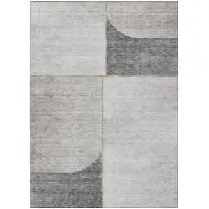 Photo of Taupe Beige And Gray Abstract Washable Indoor Outdoor Area Rug