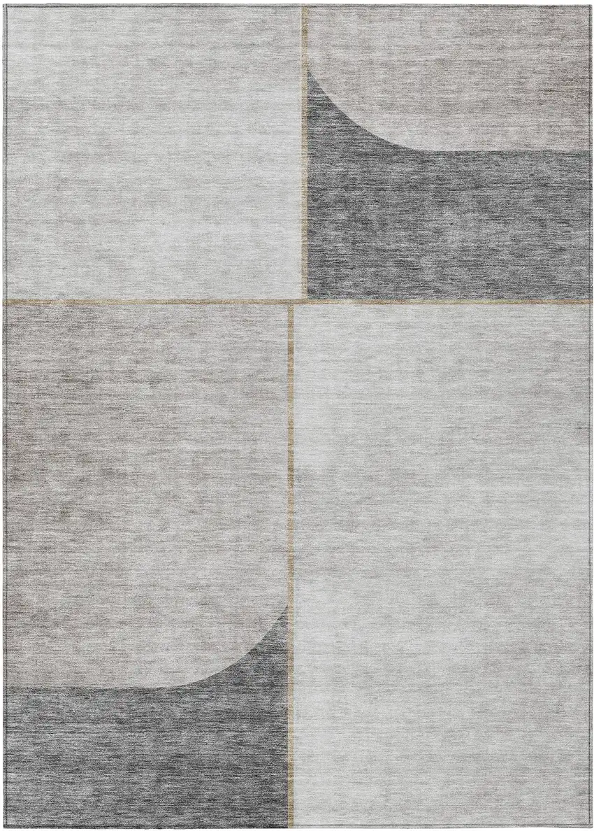Taupe Beige And Gray Abstract Washable Indoor Outdoor Area Rug Photo 1