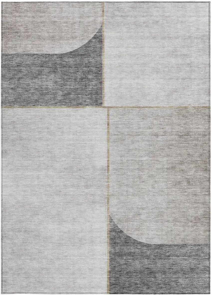 Taupe Beige And Gray Abstract Washable Indoor Outdoor Area Rug Photo 2