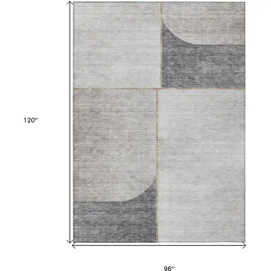 Taupe Beige And Gray Abstract Washable Indoor Outdoor Area Rug Photo 3
