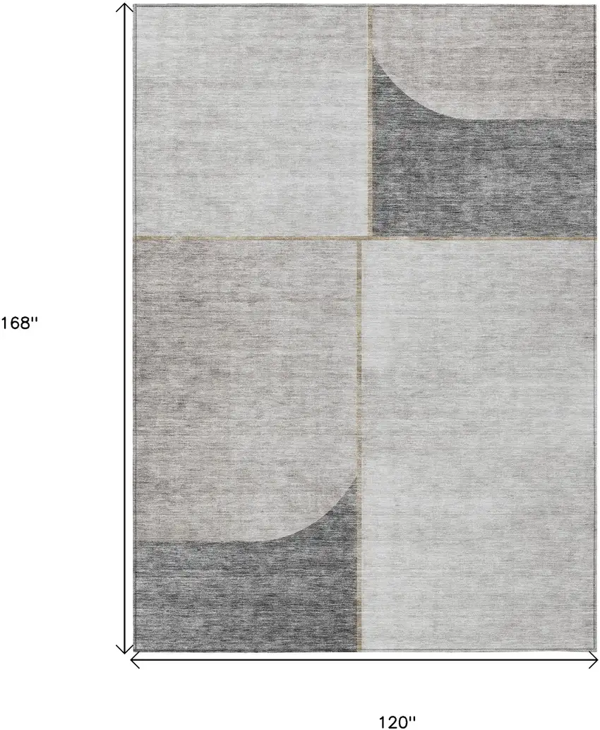 Taupe Beige And Gray Abstract Washable Indoor Outdoor Area Rug Photo 3