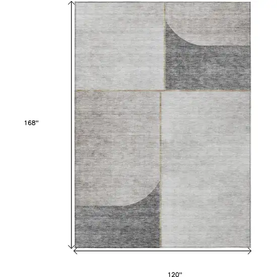 Taupe Beige And Gray Abstract Washable Indoor Outdoor Area Rug Photo 3