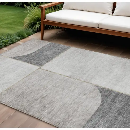 Taupe Beige And Gray Abstract Washable Indoor Outdoor Area Rug Photo 1