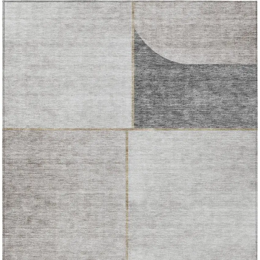 Taupe Beige And Gray Abstract Washable Indoor Outdoor Area Rug Photo 6