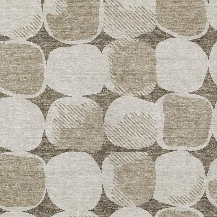 Taupe Beige And Gray Abstract Washable Indoor Outdoor Area Rug Photo 6