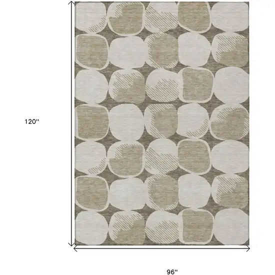 Taupe Beige And Gray Abstract Washable Indoor Outdoor Area Rug Photo 3