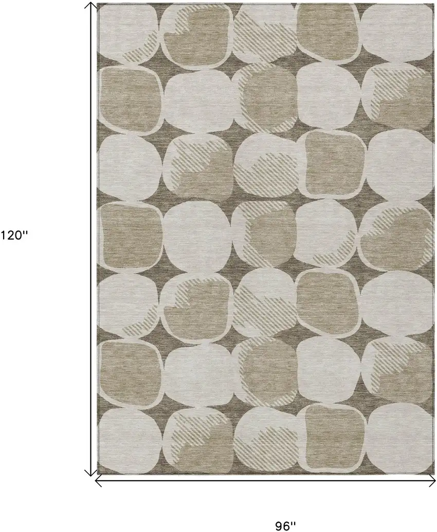 Taupe Beige And Gray Abstract Washable Indoor Outdoor Area Rug Photo 3
