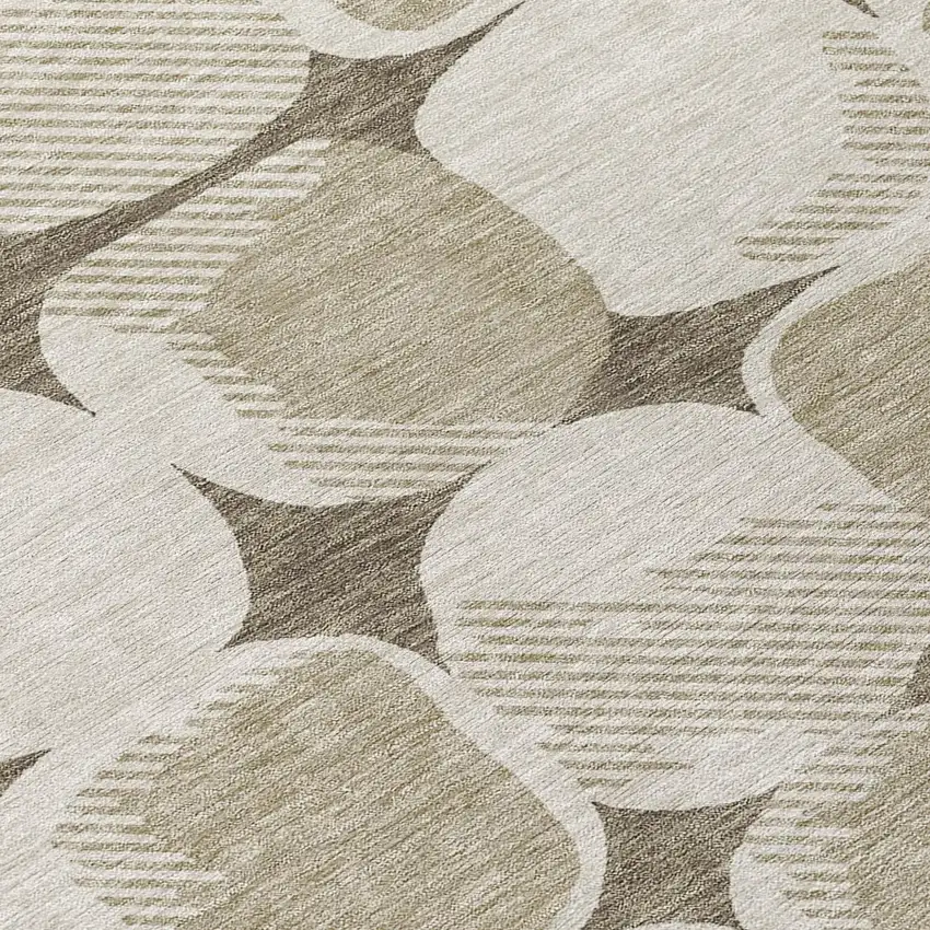 Taupe Beige And Gray Abstract Washable Indoor Outdoor Area Rug Photo 7