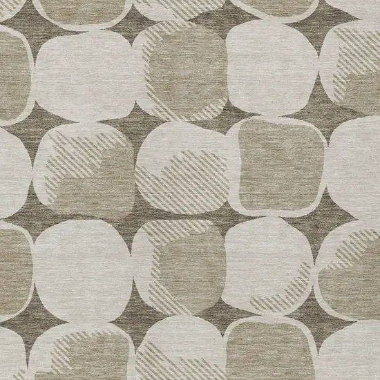 Taupe Beige And Gray Abstract Washable Indoor Outdoor Area Rug Photo 6