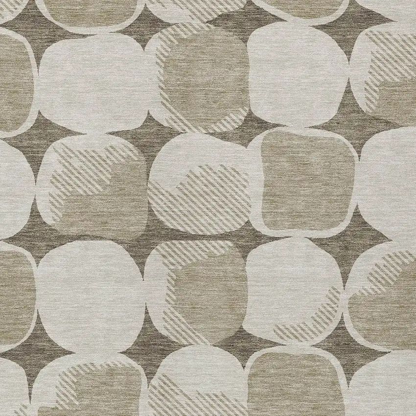 Taupe Beige And Gray Abstract Washable Indoor Outdoor Area Rug Photo 6