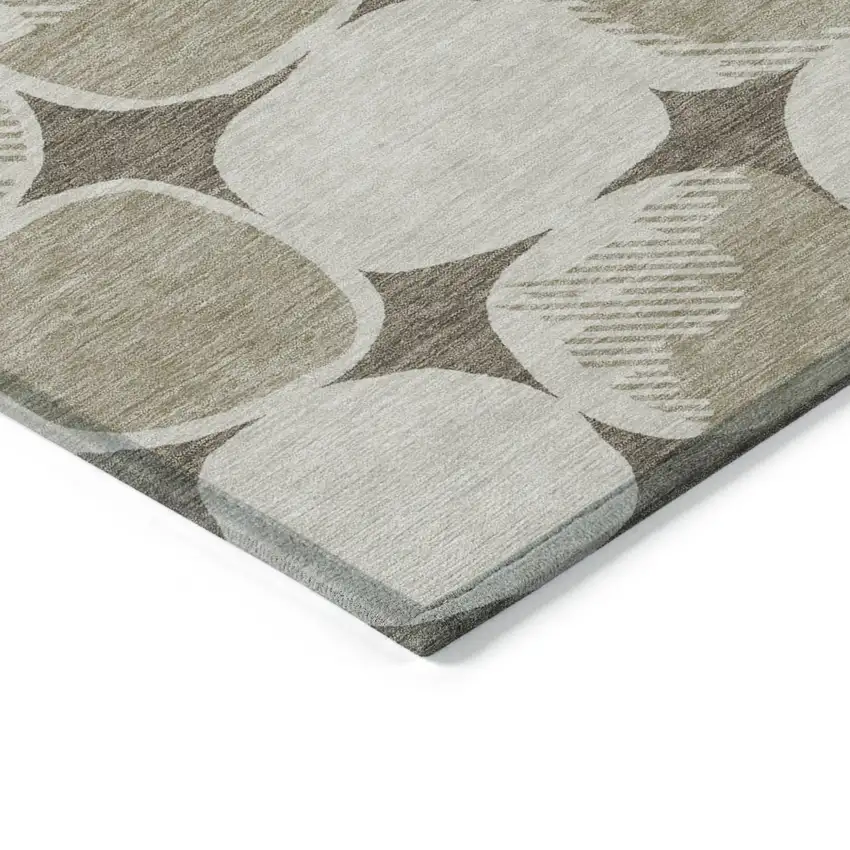 Taupe Beige And Gray Abstract Washable Indoor Outdoor Area Rug Photo 4