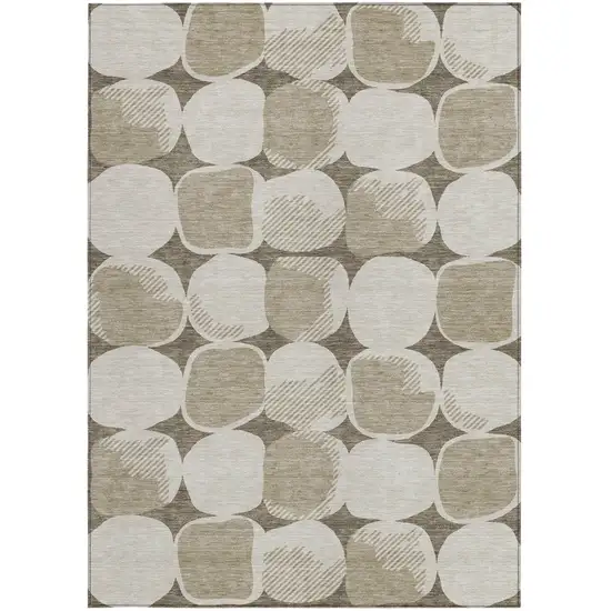 Taupe Beige And Gray Abstract Washable Indoor Outdoor Area Rug Photo 8