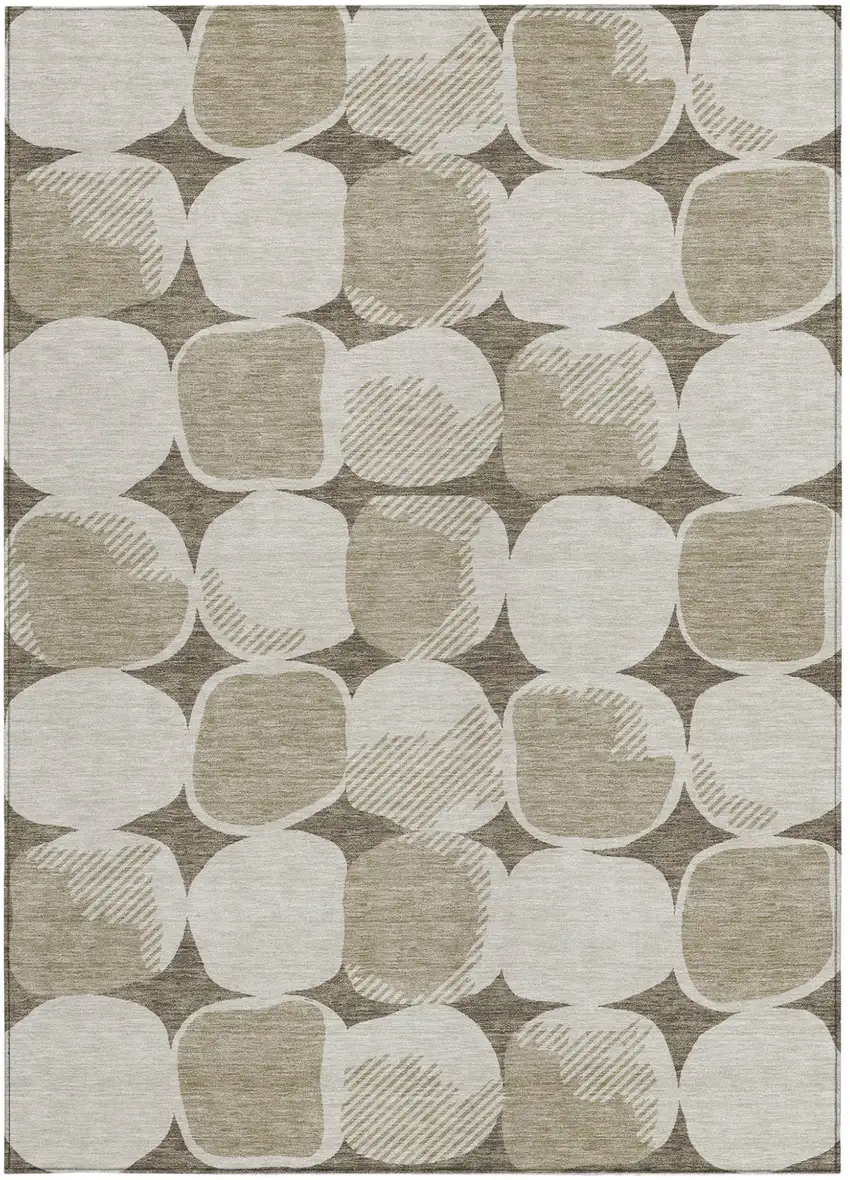 Taupe Beige And Gray Abstract Washable Indoor Outdoor Area Rug Photo 8